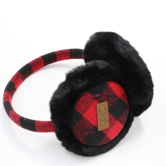 C.C red and black buffalo plaid earmuffs New without tag - Picture 1 of 9